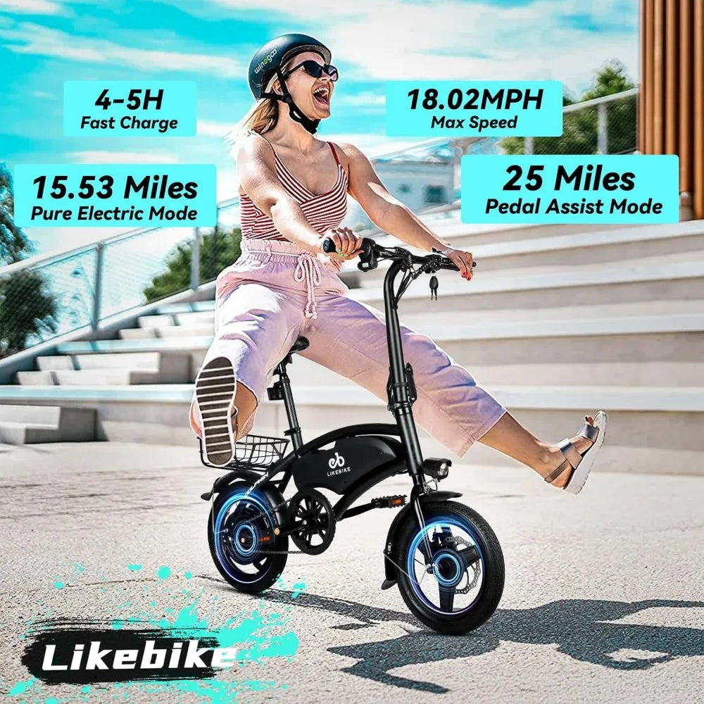 Dolphin Foldable Electric Bike for Adults 14" Electric Bicycles for Adults and Teens Peak 500W Motor 280.8Wh Battery