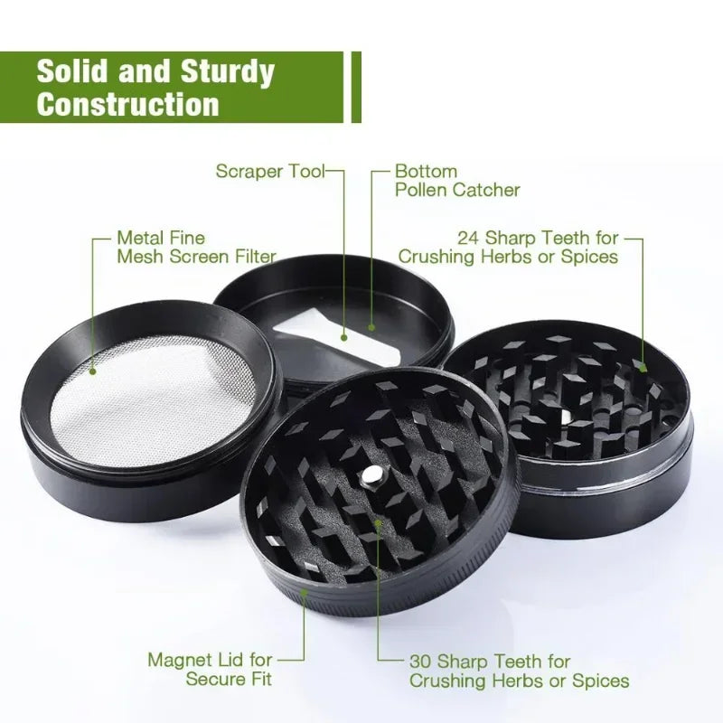 40/50mm Metal Herb Grinder Mill 4-Layers Spice Pepper Crusher Mortar Tobacco Herbal Raw Grinder Smoking Accessories Kitchen Tool