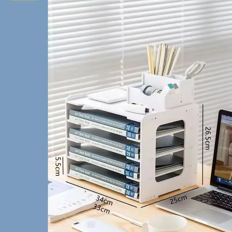 Multi-layer File Storage Rack Desktop Organizer Archives Office Classification Supplies Space-Saving Creative Desk Organizer