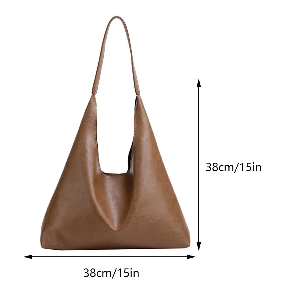 PU Soft Leather Tote Bag Large Capacity Women Big Shoulder Bag Female Simple Underarm Bag Hasp Closure Casual Commuting Bag