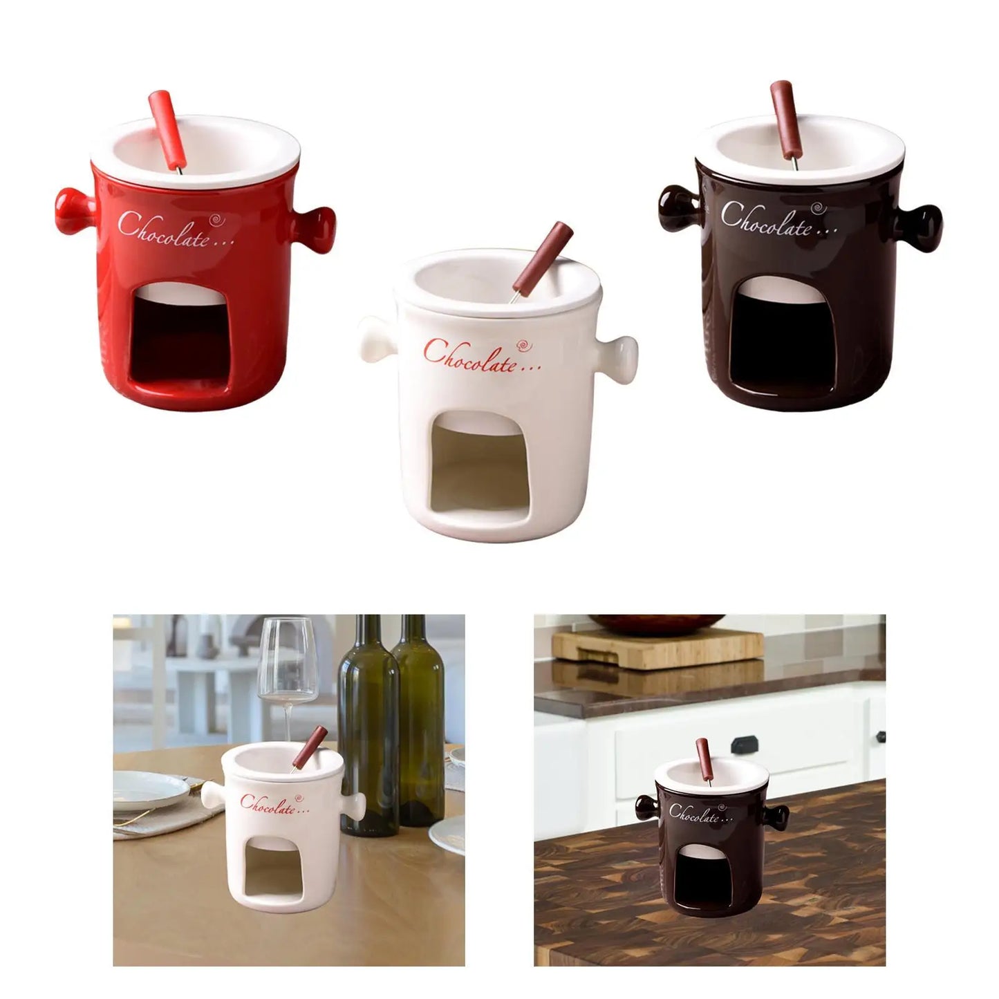 Porcelain Chocolate Fondue Food Cookware for Birthday Anniversary Broth