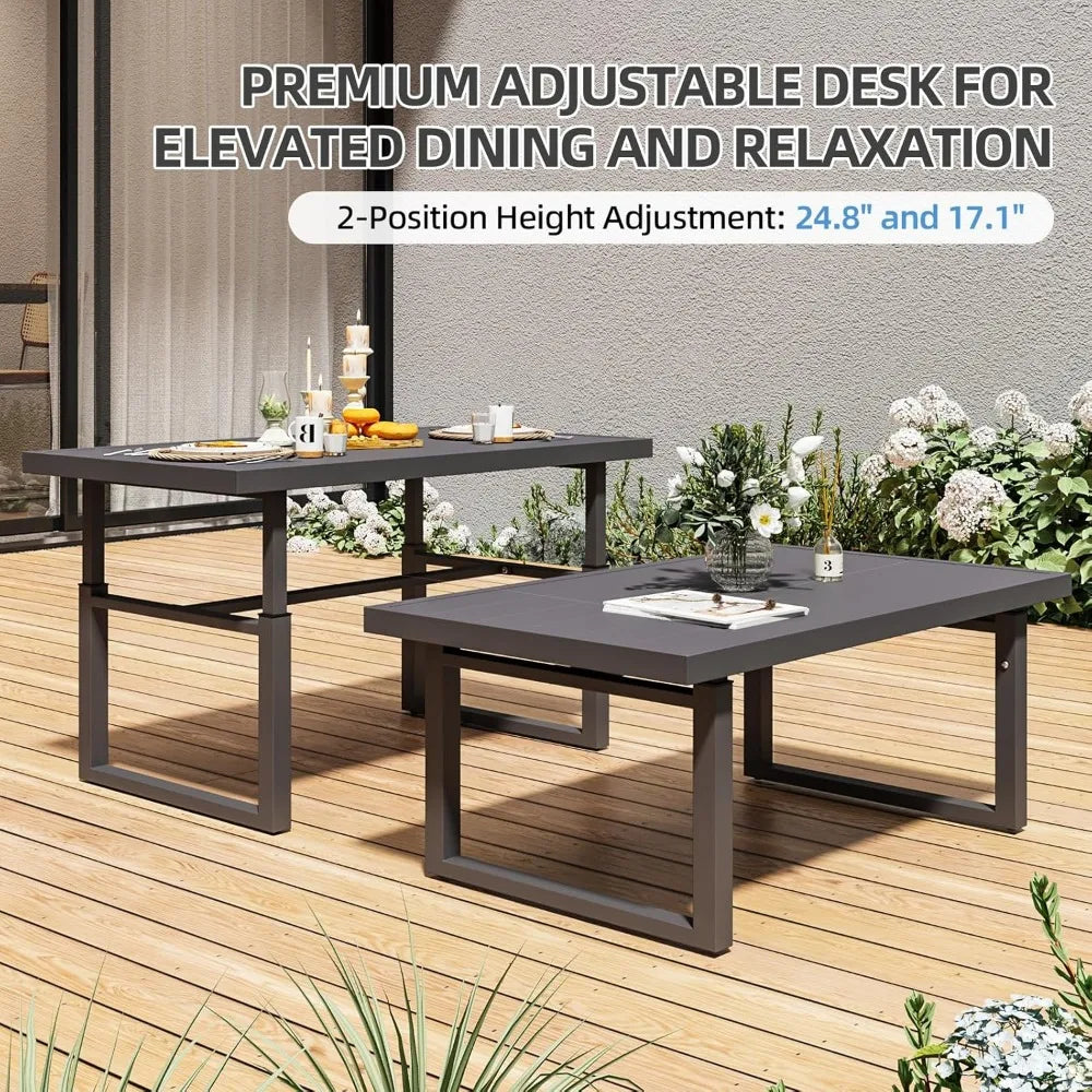 Aluminum Patio Furniture Set Metal Outdoor Furniture Aluminum Patio Set, Modern Patio Furnitures Conversation Sets High Back