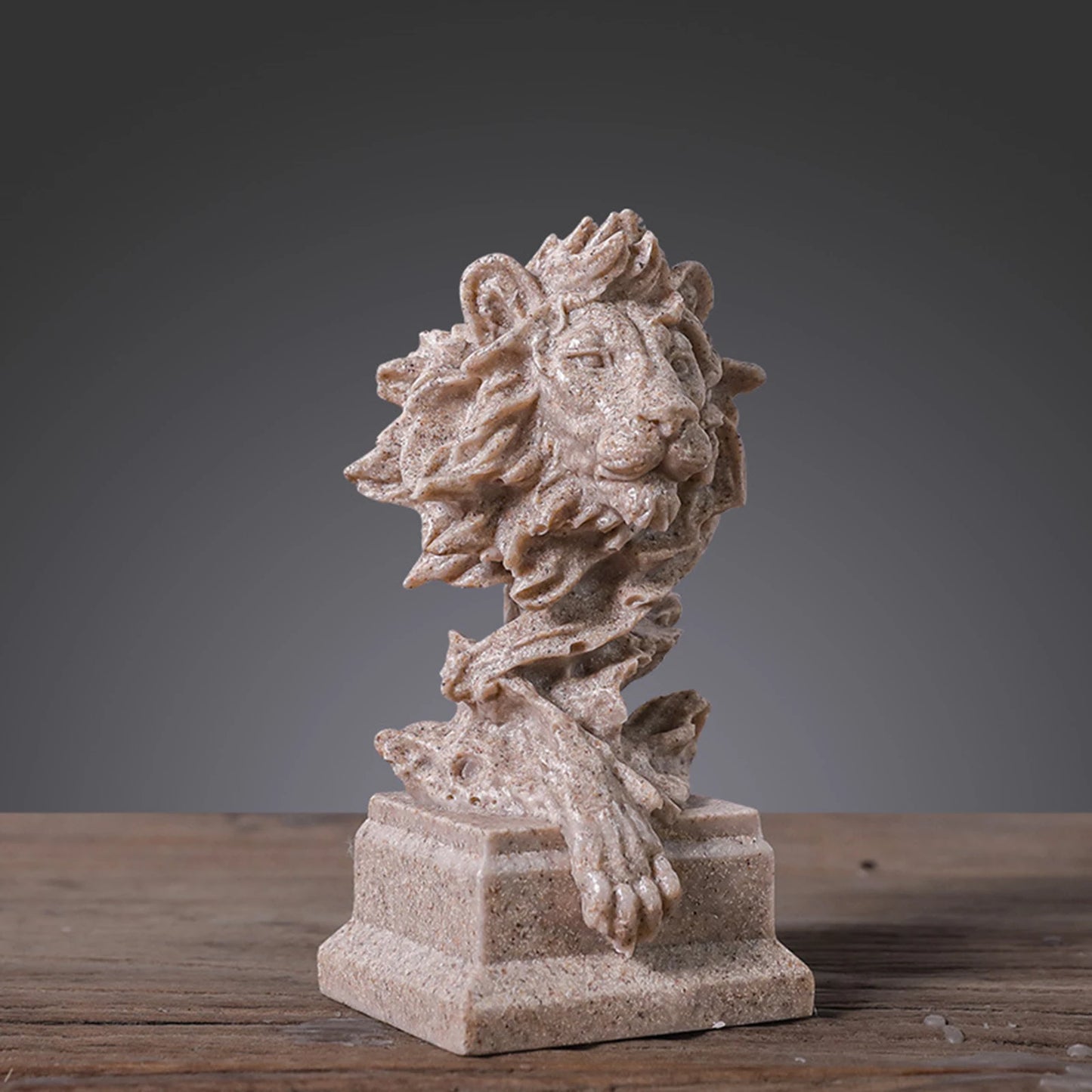 Lion Head Statue Lion Head Sculpture Handcarved Crafts Desktop Ornament Lion Art Figurine Decorative for Bookshelf Office
