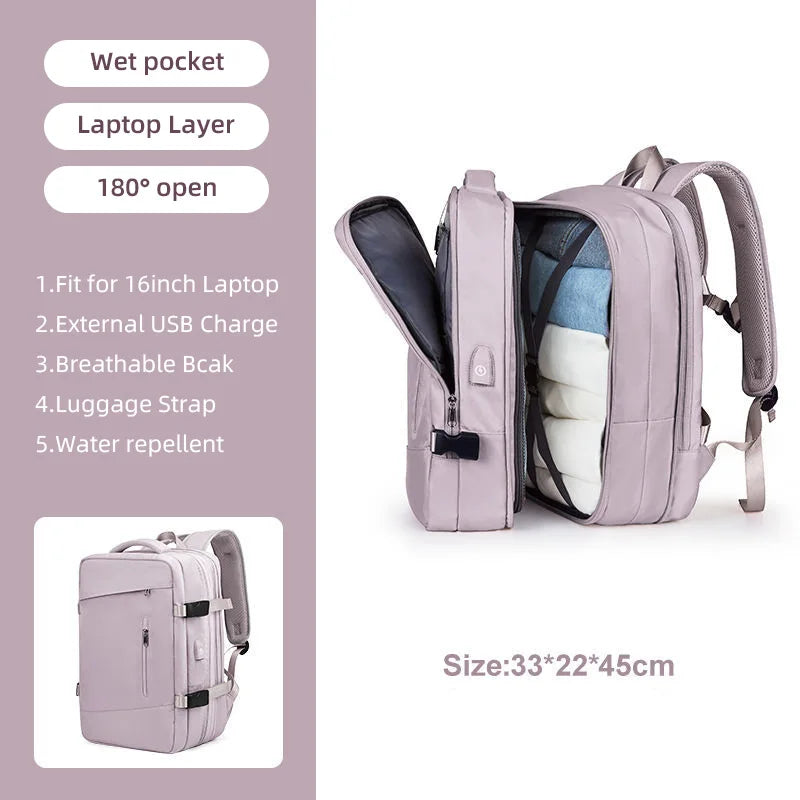 Extendible Travel Backpack Unisex Laptop Bag Women Large Luggage Bags Men's Students Business Trip USB Charge Mochila XA299C
