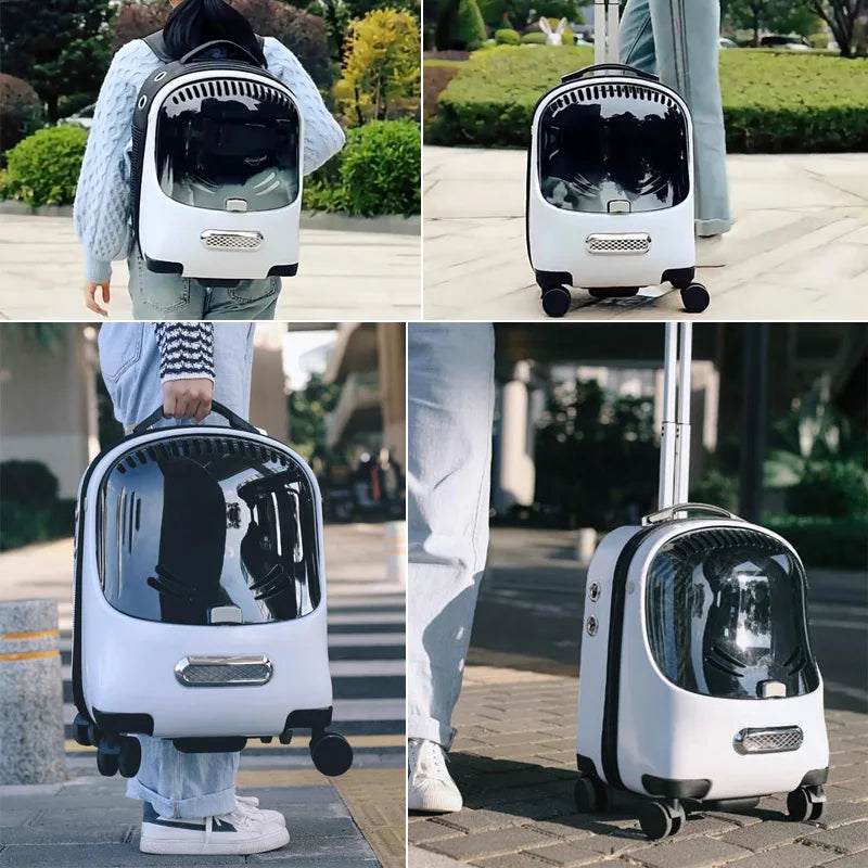 Travel Capsule Rolling Luggage Pet Trolley Bags Portable Cat Puppy Bags Pet Bags Transport Backpacks Wheels