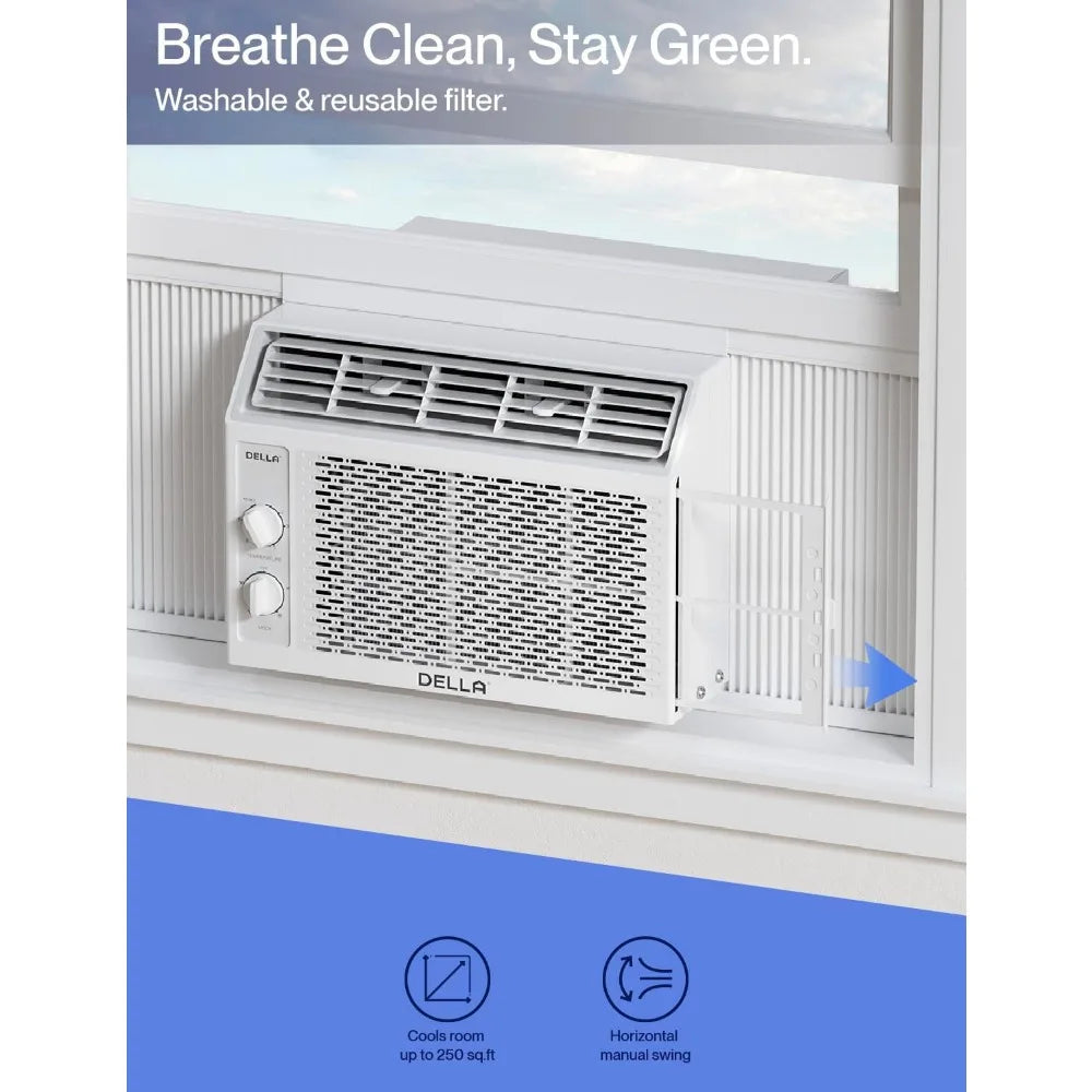 5000 BTU Window Air Conditioner Cools Up To 150 Sq. Ft, Energy Saving AC Unit, Easy Install Kit, Efficient Cooling for Room