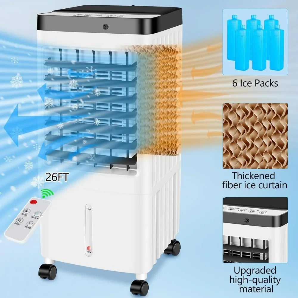 Portable Air Conditioners Windowless,3 IN 1 Swamp Cooler, Ac Unit with 3-Gal Water Tank, Timer,3 Speeds,70° Oscillation
