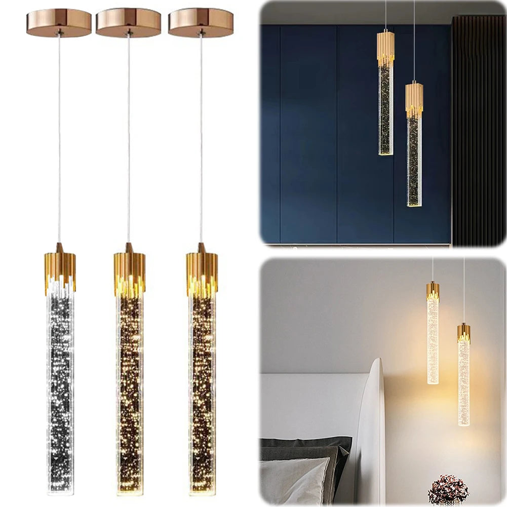 Bar Small Pendant Lighting 3 Color Dimmable Gold Finish Ceiling Hanging Light 6000K Gold LED Chandelier 480LM for Bar Restaurant