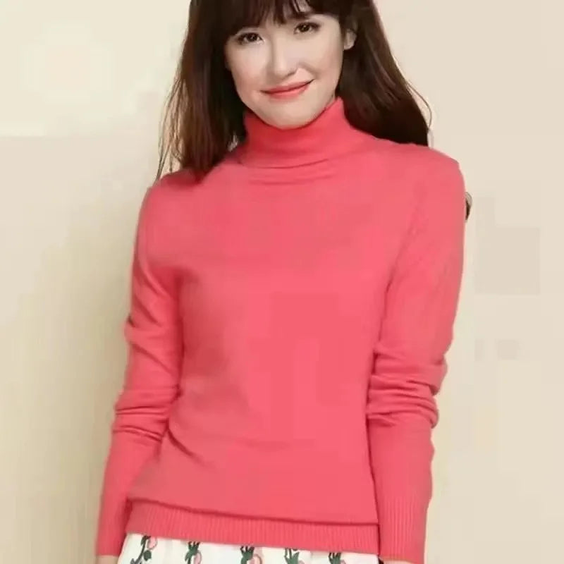 Women Sweater 2023 Autumn Winter Cashmere Turtleneck Warm Knitwear Casual Solid Bottoming Shirt Fashion Knit Pullovers Sweater