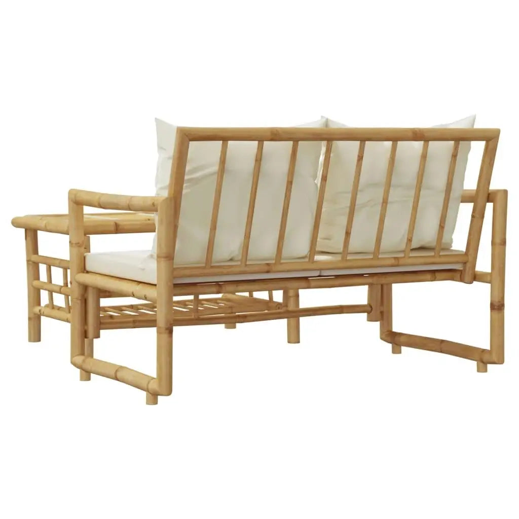 Stylish 2-Piece Bamboo Patio Sofa Set with Cushions - Outdoor Furniture