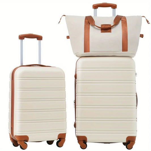 Hard shell suitcase Set 2 + bags Rotating suitcase with TSA lock lightweight 20 "+ 24"