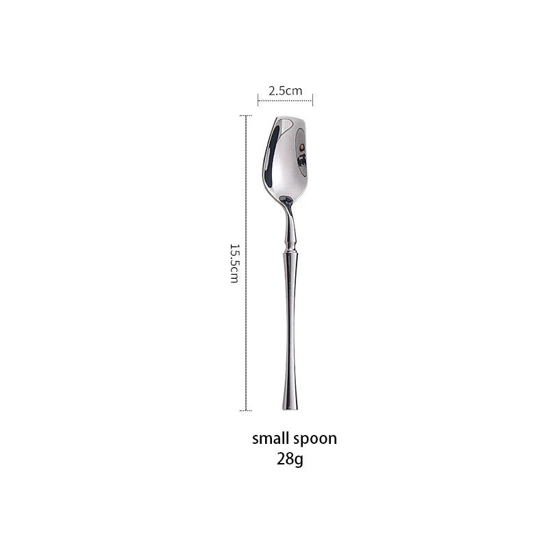 AJOYOUS Cutlery Set Stainless Steel Mirror Flatware Luxury Silverware Set Dessert Fork Tea Spoon Knife Dinnerware Kitchen