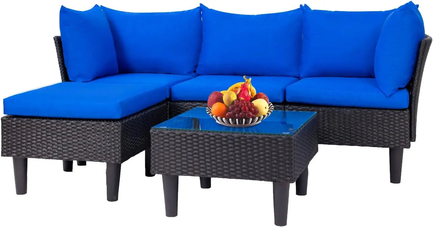 Patio Furniture Set Outdoor Furniture Sets Gray Wicker/Khaki Cushions Living Room Chairs Outdoor Garden Lounge Rattan Dining