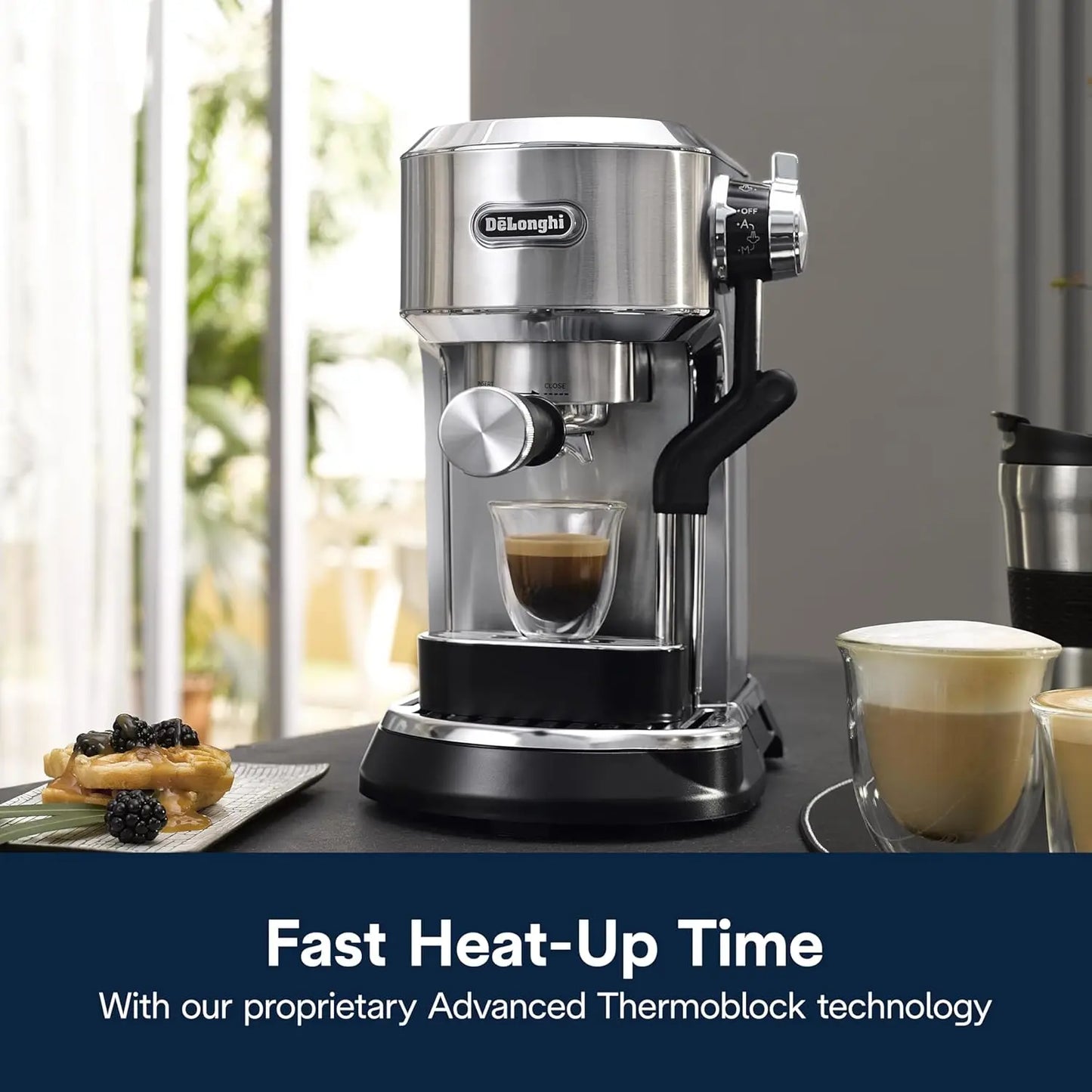 Dedica Maestro Plus Espresso Machine with Automatic Steam Wand for Latte, Cappuccino, Coffee, Stainless Steel, EC950M