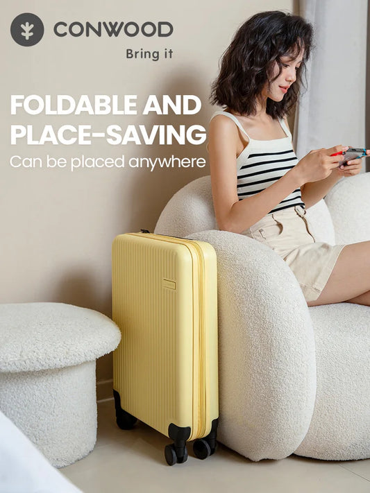 CONWOOD Foldable Suitcase Carry-on Travel Luggage 100% PC  20" 26"