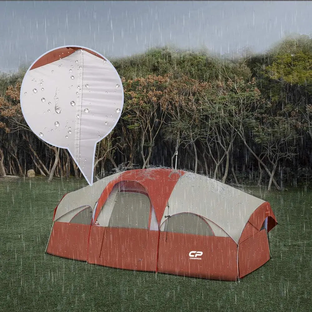 Tent 8 Person Camping Tents, Weather Resistant Family Tent, 5 Large Mesh Windows, Double Layer, Divided Curtain for S