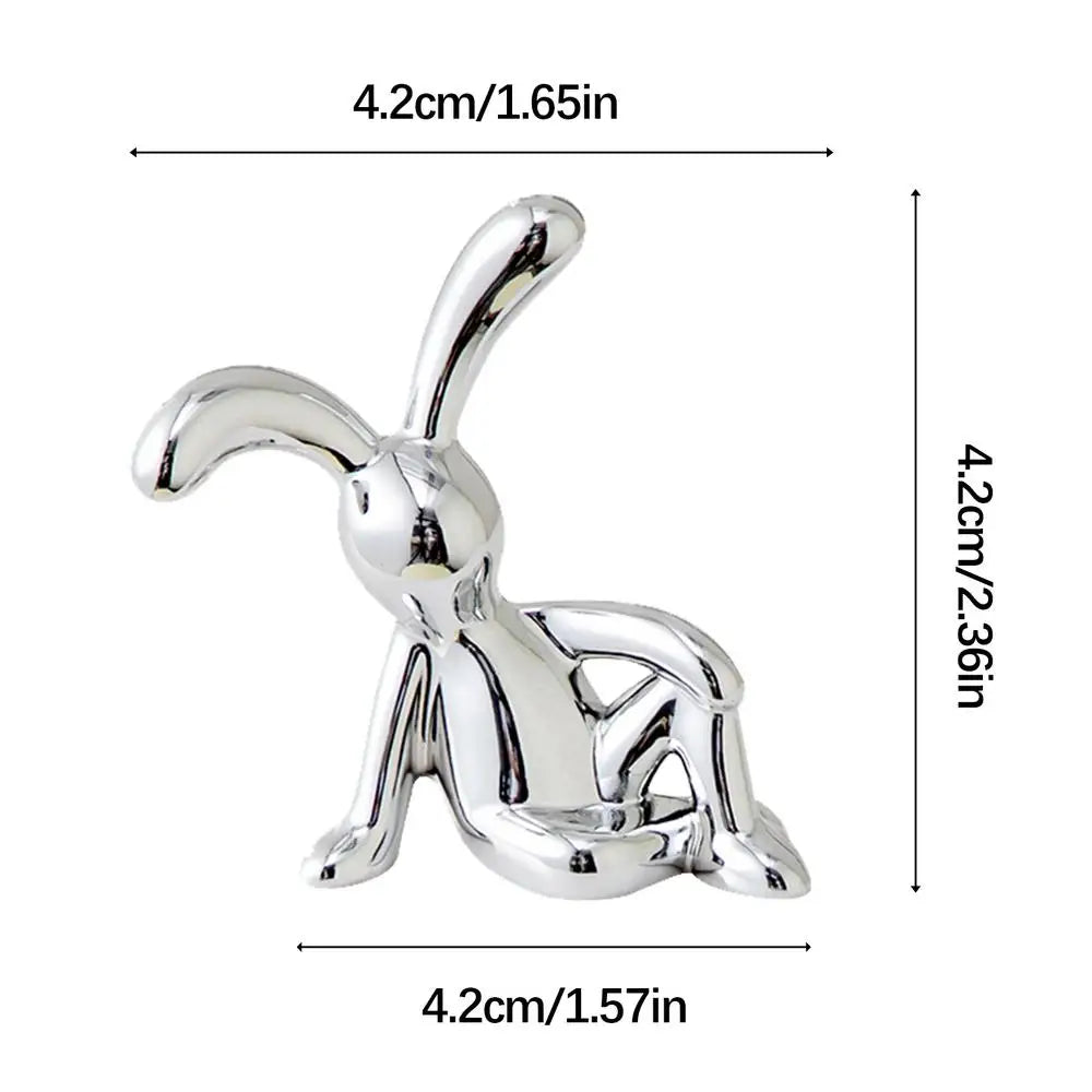 Sitting Rabbit Ornament Electroplated Rabbit Statue Animal Sculpture Home Decoration Table Ornament for Shelves Livingroom