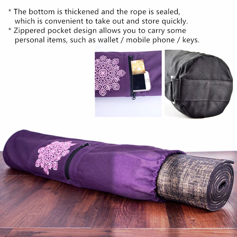 Hot Yoga Mat Cover Wear Resistant Canvas Yoga Backpack Breathable Sports Fitness Canvas Bag Yoga Blankets Accessories