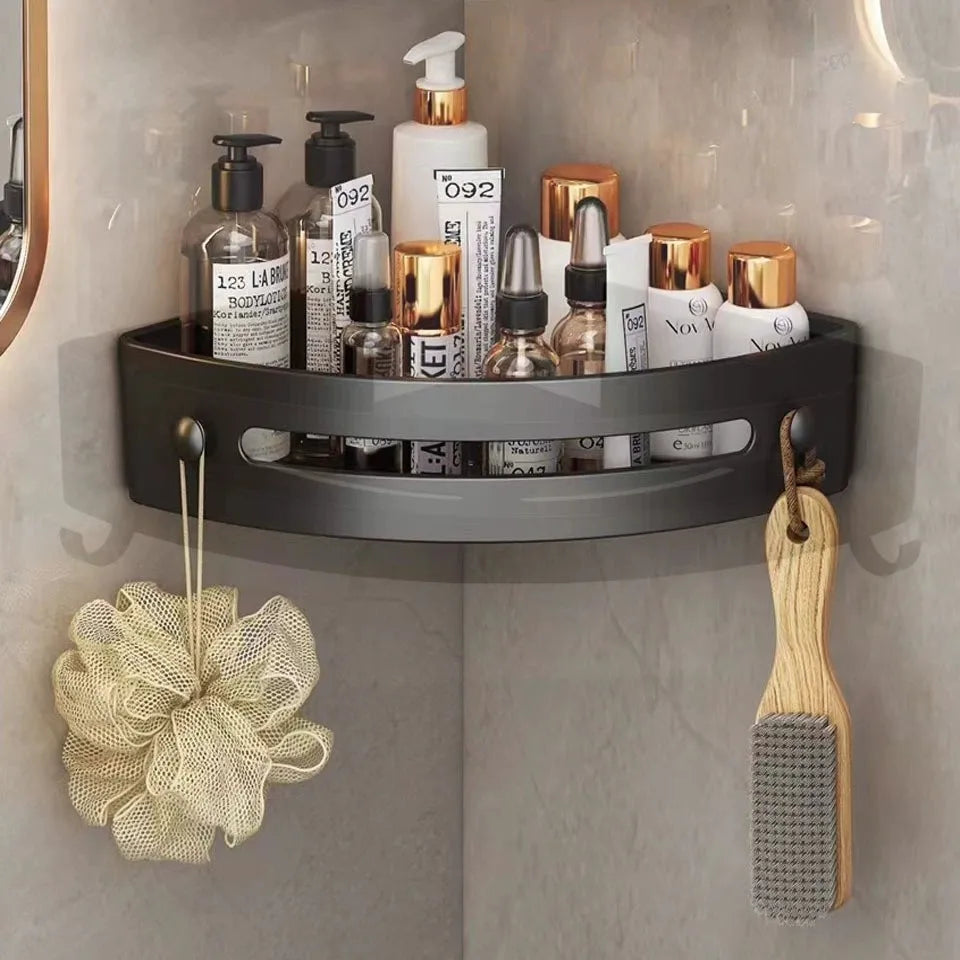 Bathroom Shelf Shower Wall Mount Shampoo Storage Holder With Suction Cup No Drilling Kitchen Storage Bathroom Accessories