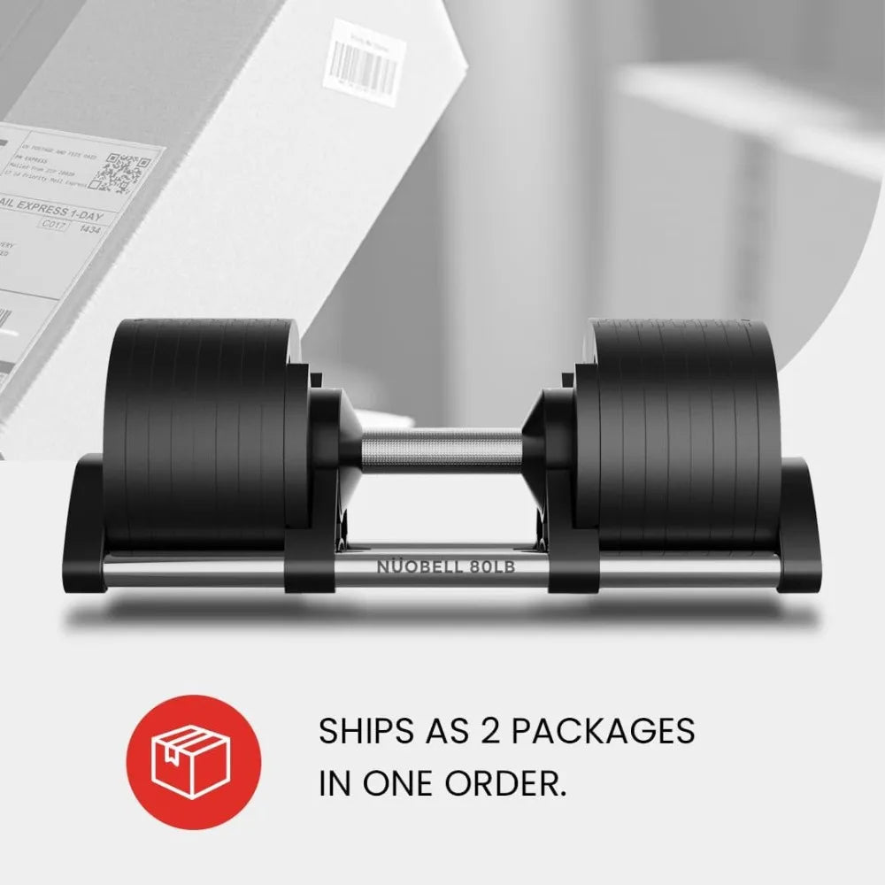 Adjustable Dumbbells Pair 5-80 lbs: Dumbbell Set to Replace 16 Sets of Dumbbells. Add Nuobell Dumbbells 80lb and Free Weights