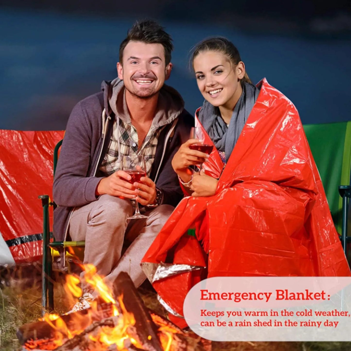 2Person Emergency Shelter Survival Tubular Tent With Pull Cord And Survival Whistle Emergency Cold-Proof SOS Sleeping Bag