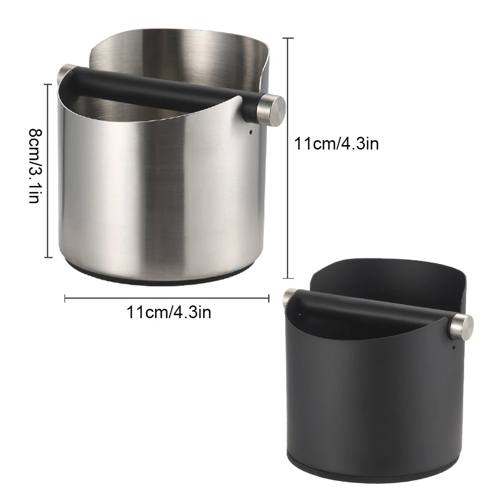 Stainless Steel Coffee Knock Box Bar Table Espresso Machine Knocking Grounds Box Round Mini Tea Grounds Bucket Barista Tools