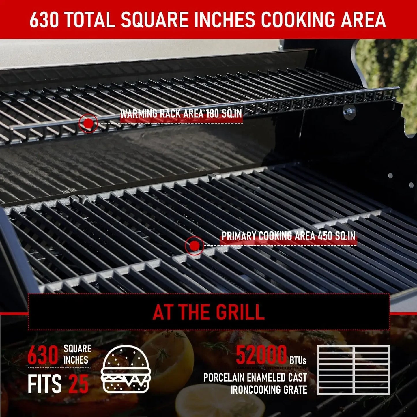 Outdoor Barbecue Stainless Steel 4 Burner Propane Gas Grill, 52,000 BTU Patio Garden Barbecue Grill with Side Burner