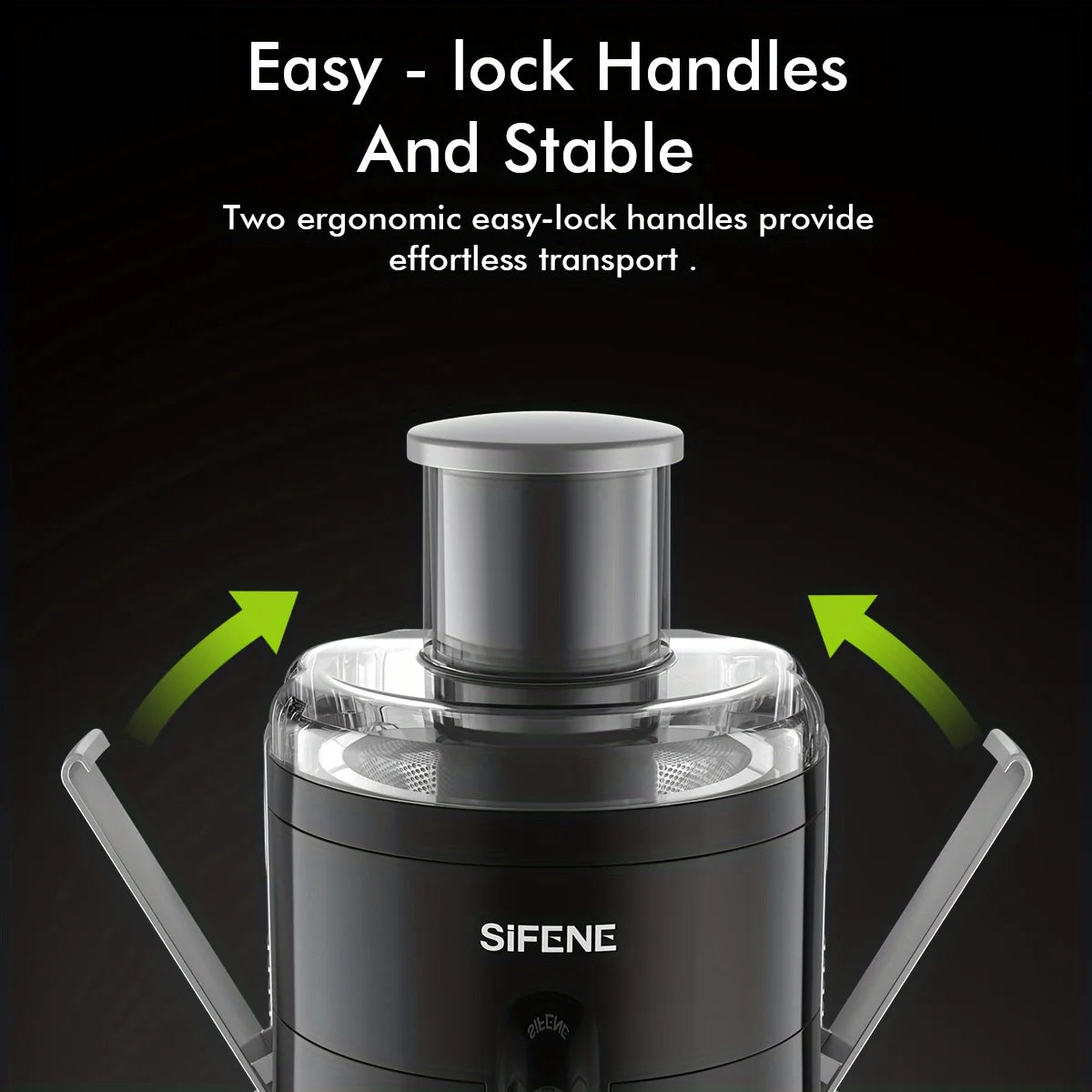 SiFENE Compact Centrifugal Juicer with 3-Speed Settings, Fast Juicer Machine for Fruit & Veggie, Easy to Clean, BPA Free, Black