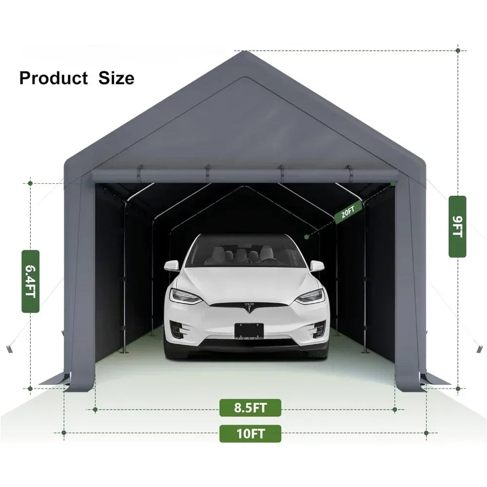 10x20ft Heavy Duty Carport with Removable Sidewalls, All Weather Carport Garage Party Tent Large Outdoor Canopy Storage Shed