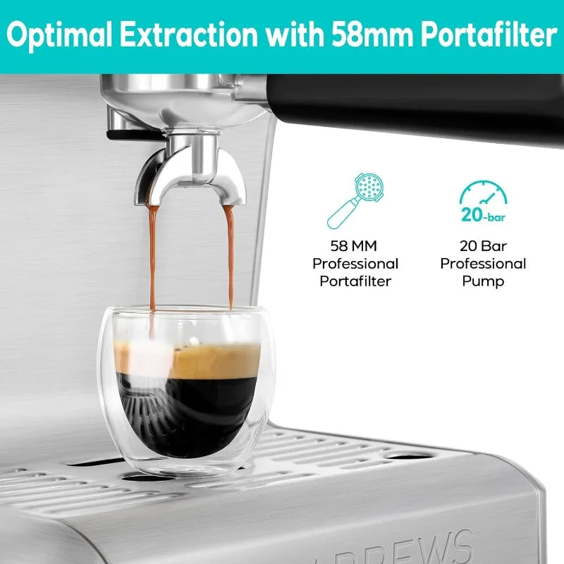 Espresso Machine with LCD Display, Barista Cappuccino Maker with Milk Frother Steam Wand, Adjustable Extraction Temperature