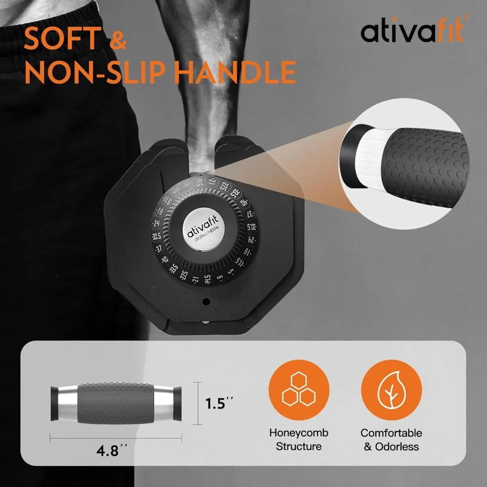 27.5 LBS/66LBS/88LBS Adjustable Dumbbell Set with Anti-slip Handle 12 in 1 Quick Dial Adjustment Weights with Safety Locking