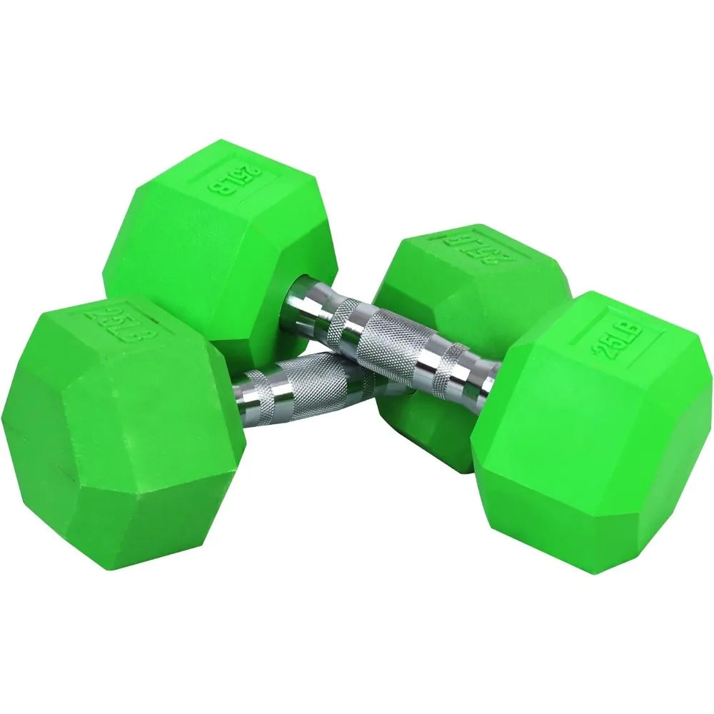 Rubber Encased Hex Dumbbell with Rack