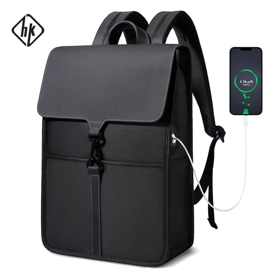 HcanKcan Business Vintage Men's Backpack Waterproof Large Capacity 15.6“Laptop Pack USB Charging School Teenager School Backpack