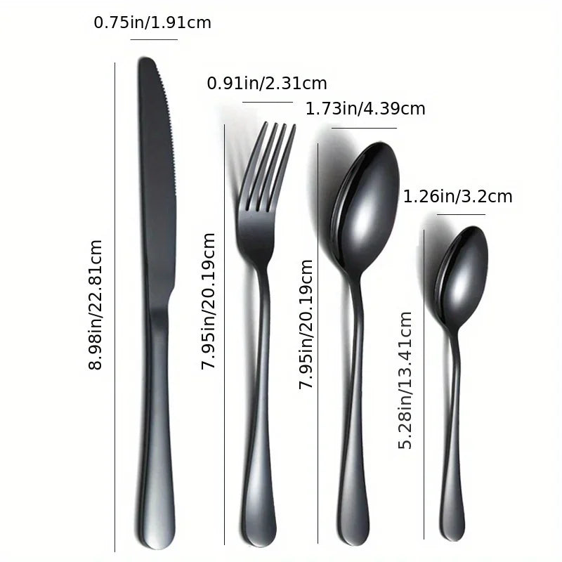 24-Piece Stainless Steel Cutlery Set Knives, Forks, Spoons & Teaspoons - Durable Stylish Design - Perfect for Home Dining