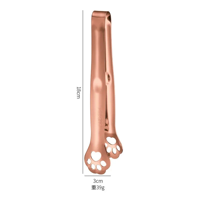 Kitchen Gadgets Barbecue Food Tong Non-Slip Cooking Clip Stainless Steel Ice Tongs Salad Cat Claw Shape Steak Clamp Bread Tongs