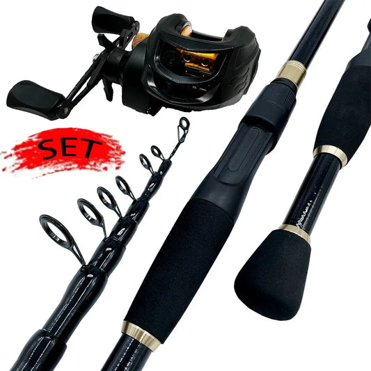 Telescopic Lure Fishing Rods High Quality 1.6m-2.4m Carbon Fiber Spinning Casting Fishing Jig Baitcasting Rod Mini Travel Pesca