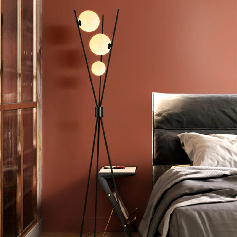 Nordic Table Standing Lamp Modern Led Floor Lamp 3D Moon Iron Tripod Floor Lamps For Living Room Bedroom Loft Study Decor Light