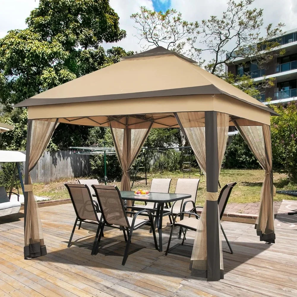 gazebos for outdoor 11x11 Pop Up  OutdoorCanopy Shelter, Gazebo Sun Shade Canopy Tent with 4 Sandbags,2 Tiers Roof,outdoor decor