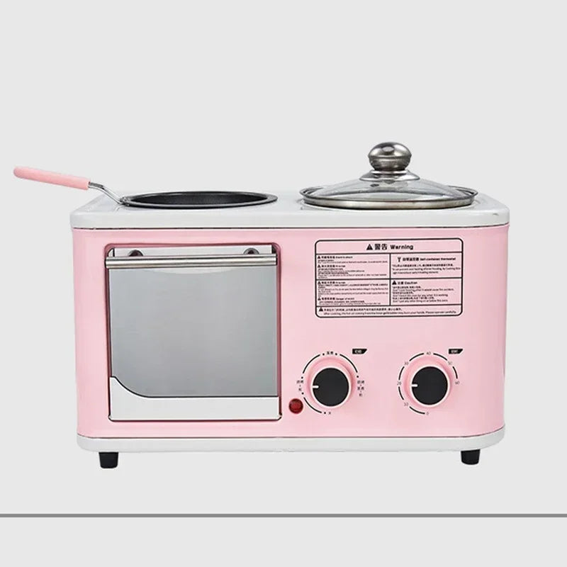 5L 4 In 1 Breakfast Mini Bread Maker Toaster Oven Omelet Non-Stick Frying Pan Boiled Egg Hot Pot Boiler