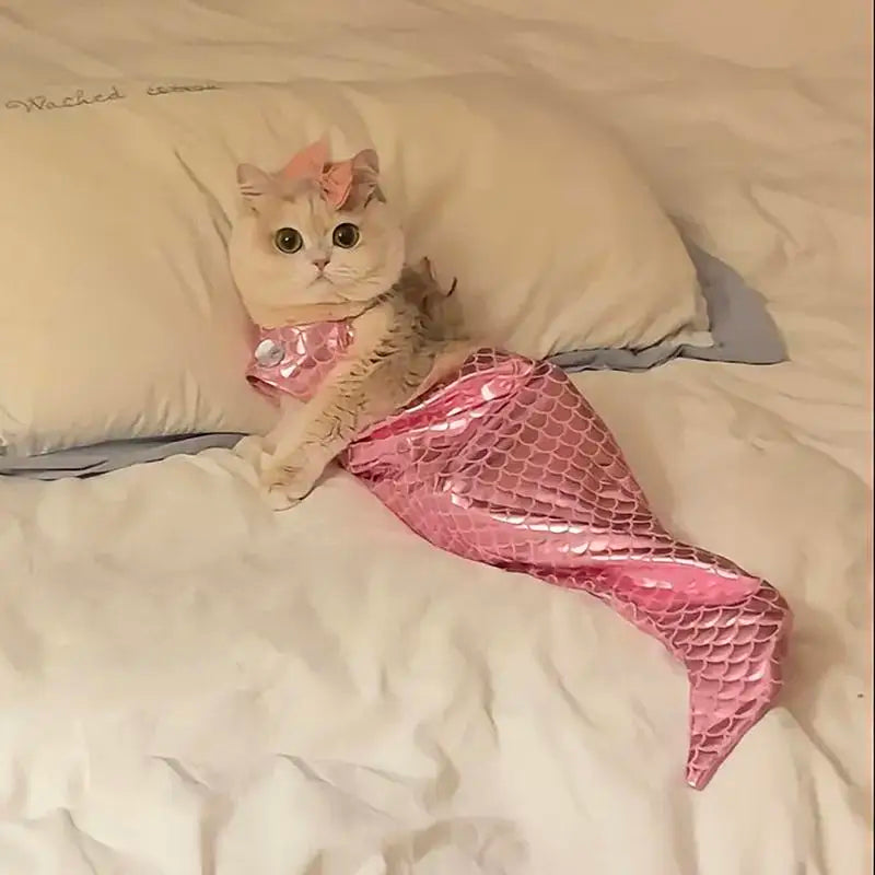 Cute Mermaid Pet Skirt Funny Creative Halloween Cats Cosplay Costume Pets Dressing Flash Puppy Dress Cat Dog Pet Clothes dress