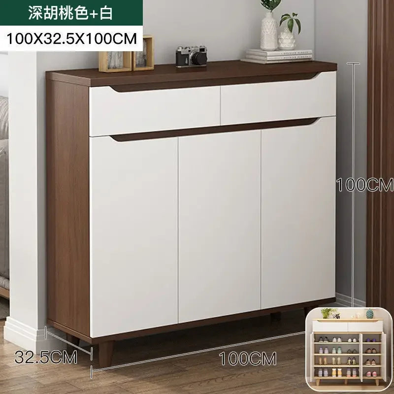 Living Room Large Capacity Shoe Cabinet Home Doorway with Clothes Rack Integrated Shoes Rack Clothing Storage Entrance Cabinet