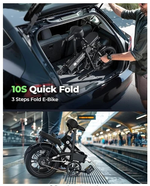 Electric Bike for Adults 500W Motor, 20 mph Folding Ebike, 14"/16"/20" Adults Electric Bicycles with Smart Uphill, 280.8Wh Batte
