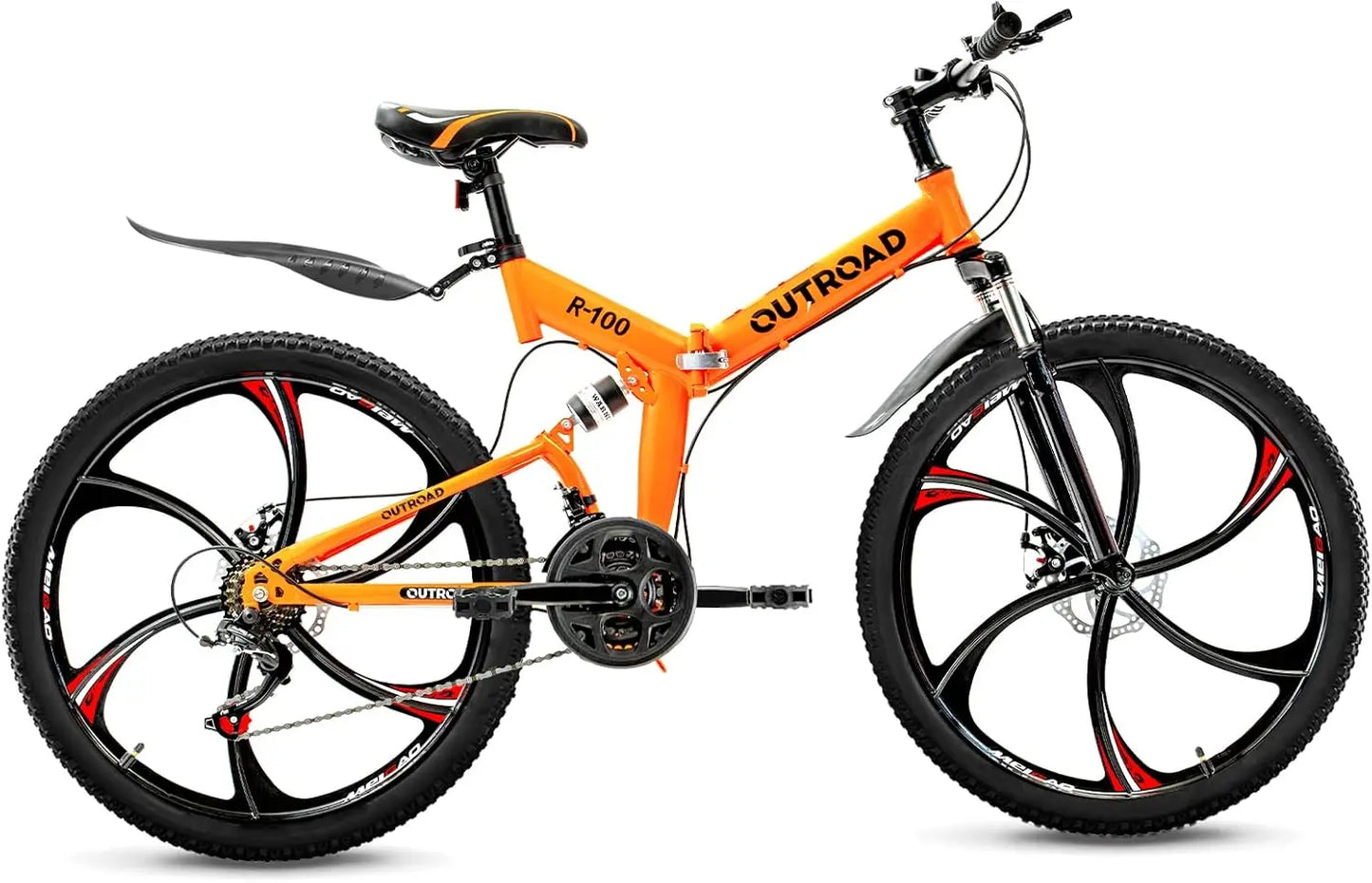 26 Inch Folding Mountain Bike, 21 Speed Full Suspension High-Carbon Steel MTB Foldable Bicycle, Dual Disc Brake Non-Slip Bikes