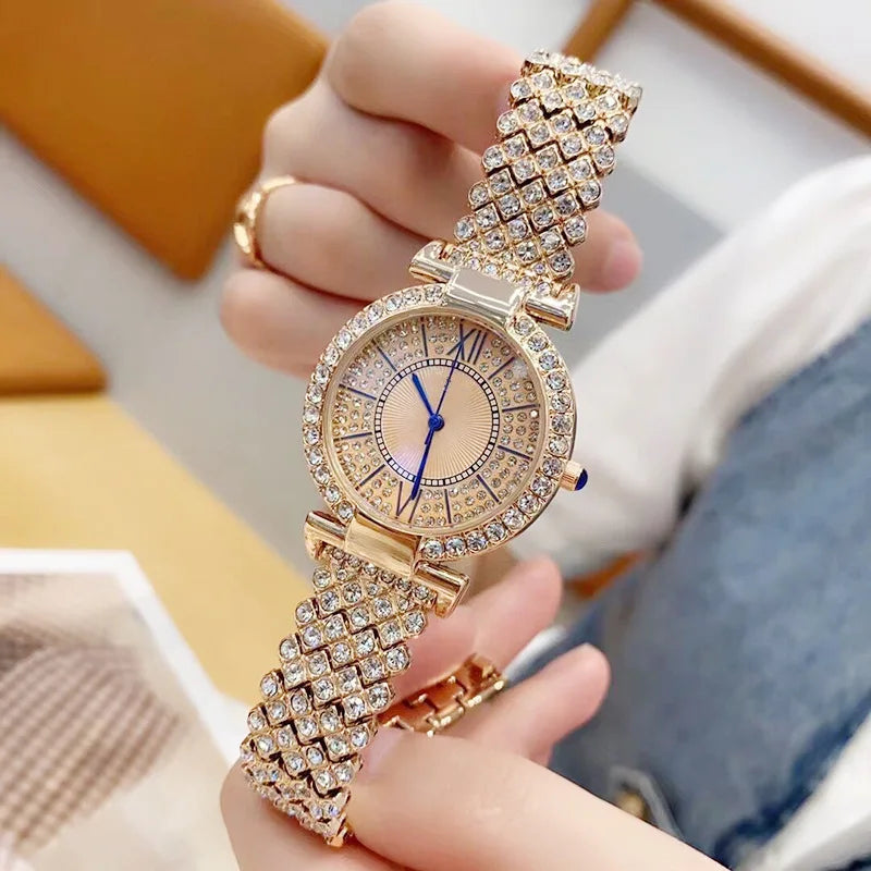 New Watch for Women Reloj Mujer Luxury Rhinestone Stainless Steel Quartz Women Watch Luxry Clock Gift for Lady Relógio Femino