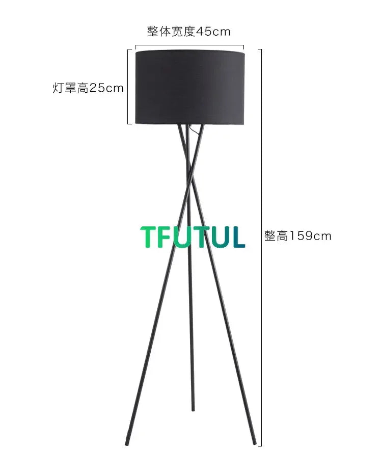 Fabric Led E27 Floor Lamp for Living Room Tripod Design Sofa Side Standing Lamps Bedroom Remote Control Dim Bedside Lights