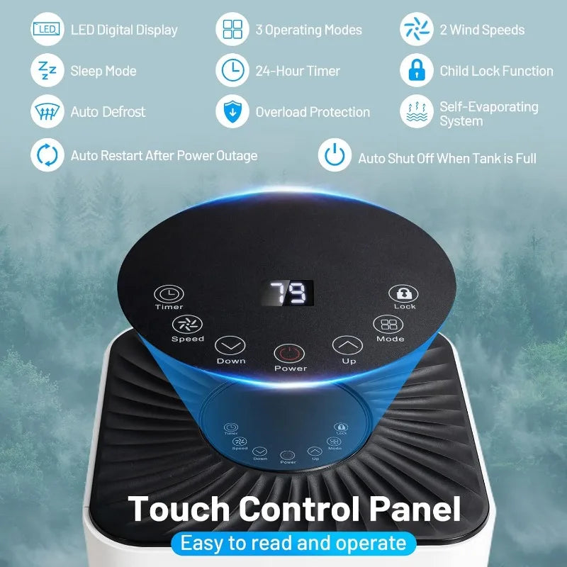 PETSITE Portable Air Conditioner 10000 BTU, 3 in 1 AC Cooling Unit with Air Cooler,Fan &Dehumidifier,LED Display& Remote Control