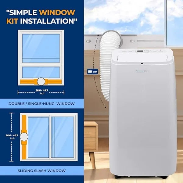 SereneLife Portable Electric Air Conditioner Unit-1150W 12000 BTU Power PlugIn AC Indoor Room Conditioning System w/ Cooler