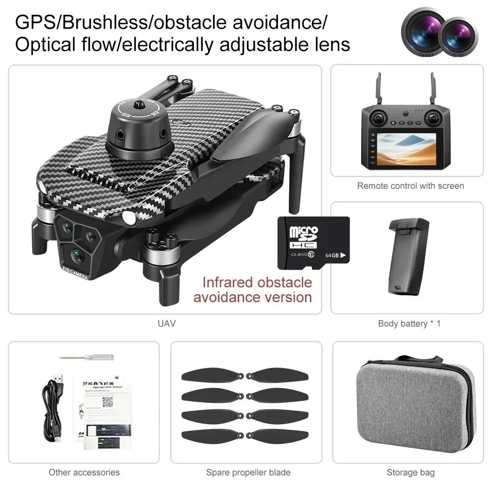 U198 Drone 8K Professional GPS HD Camera Drones 5G WIFI FPV Video 4k UAV 5.9 inch large screen remote control RC Dron  PRO MAX