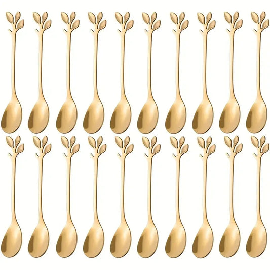 20pcs Creative Coffee Spoon Tableware Gold Mini Coffee Spoon Cutlery Set For Household Kitchen Utensils Espresso Spoon