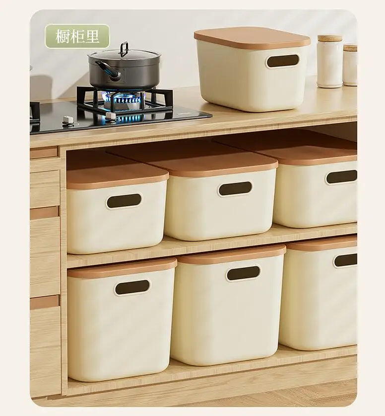 Desktop Storage Box with Lid Ideal for Storing Household Items Clothes and Toys Plastic Snack Storage Box with Lid